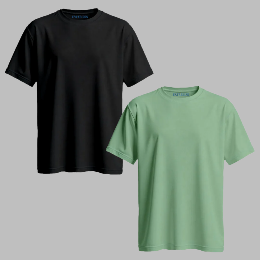 Establiss Pack Of 2 CEO T-shirts- Black, Mint Green