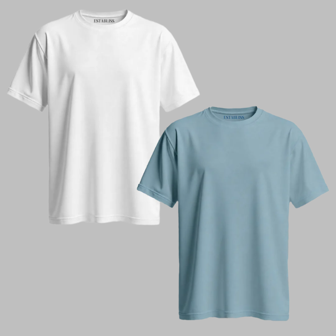 Establiss Pack Of 2 CEO T-shirts- White, Shark Grey