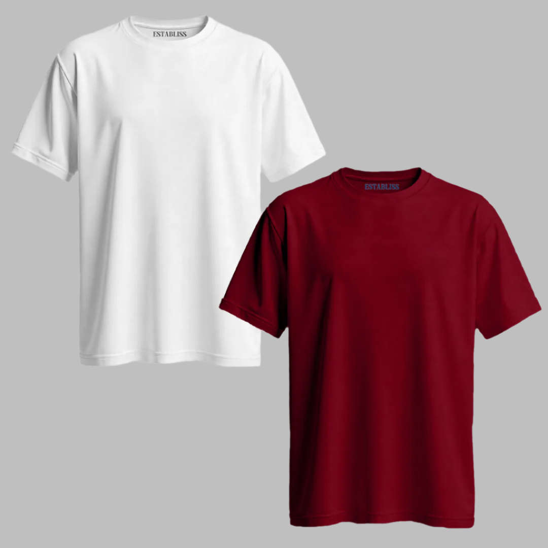 Establiss Pack Of 2 CEO T-shirts- White, Maroon