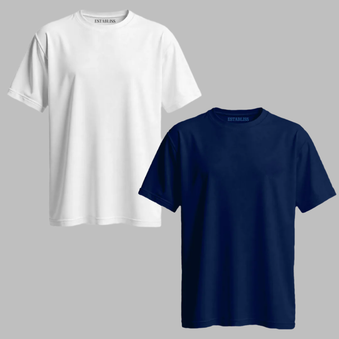 Establiss Pack Of 2 CEO T-shirts- White, Navy Blue
