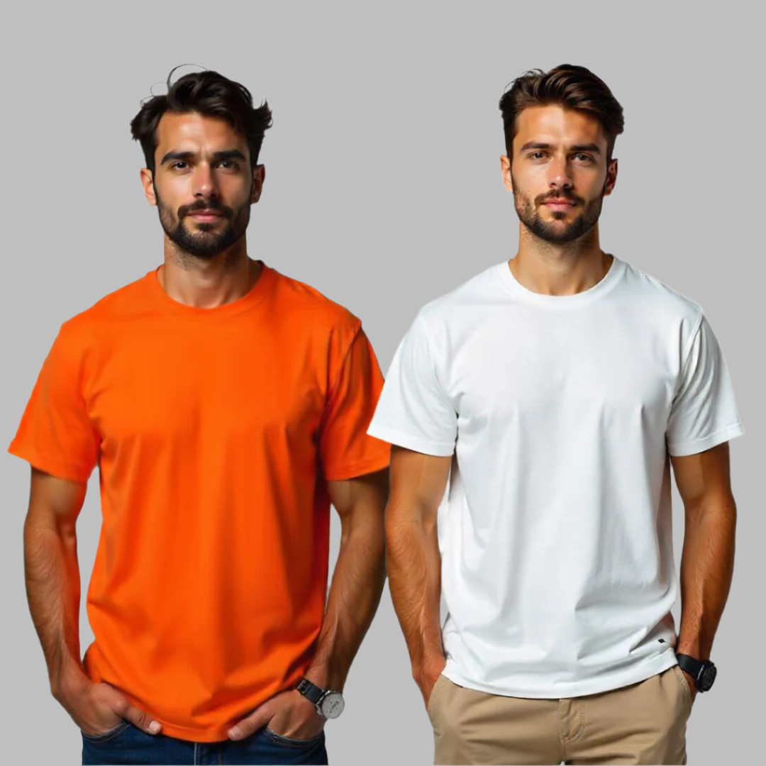 Establiss Pack Of 2 CEO T-shirts- White, Orange