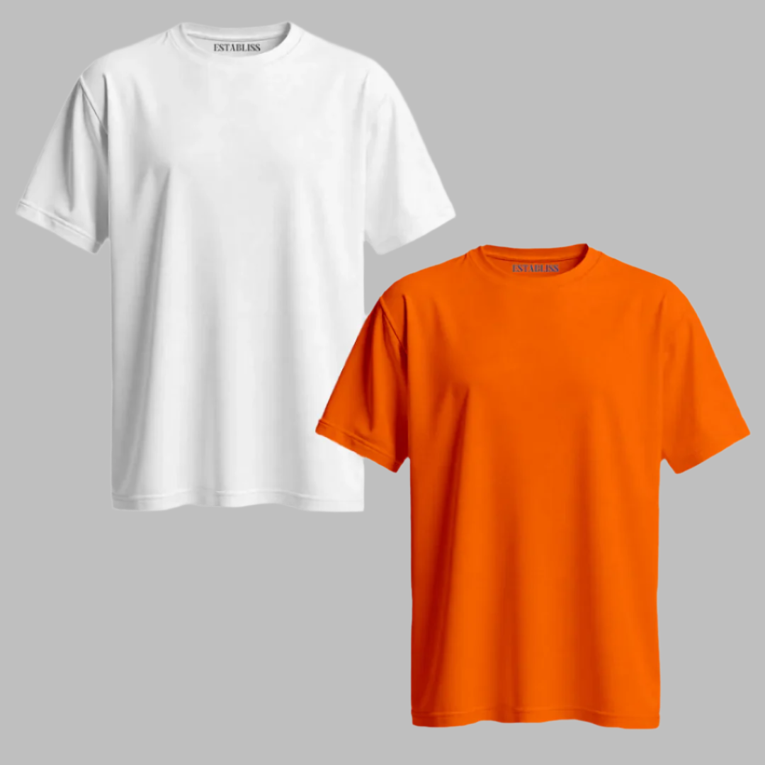 Establiss Pack Of 2 CEO T-shirts- White, Orange