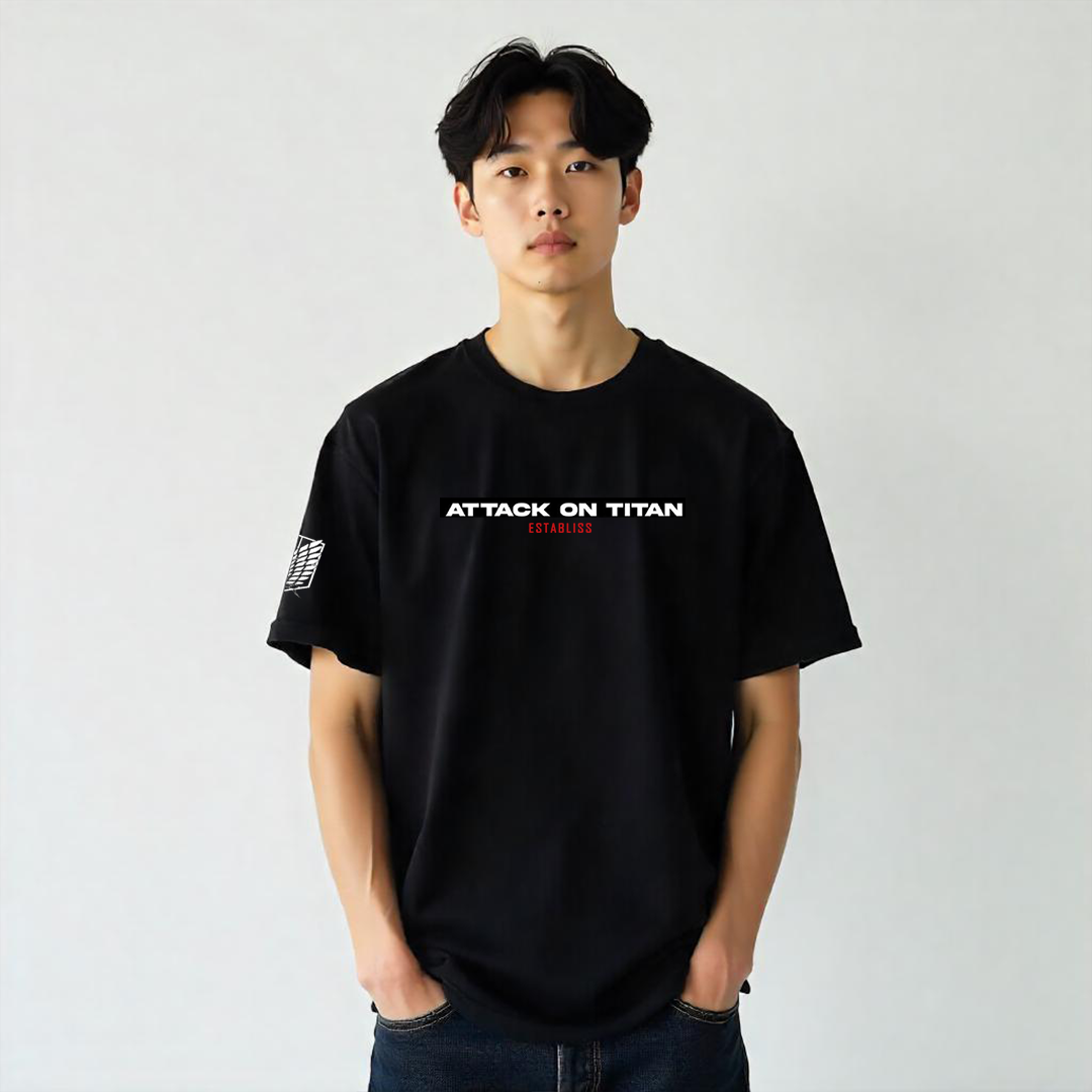 Establiss Attack On Titan- Eren Oversized Black T-shirt