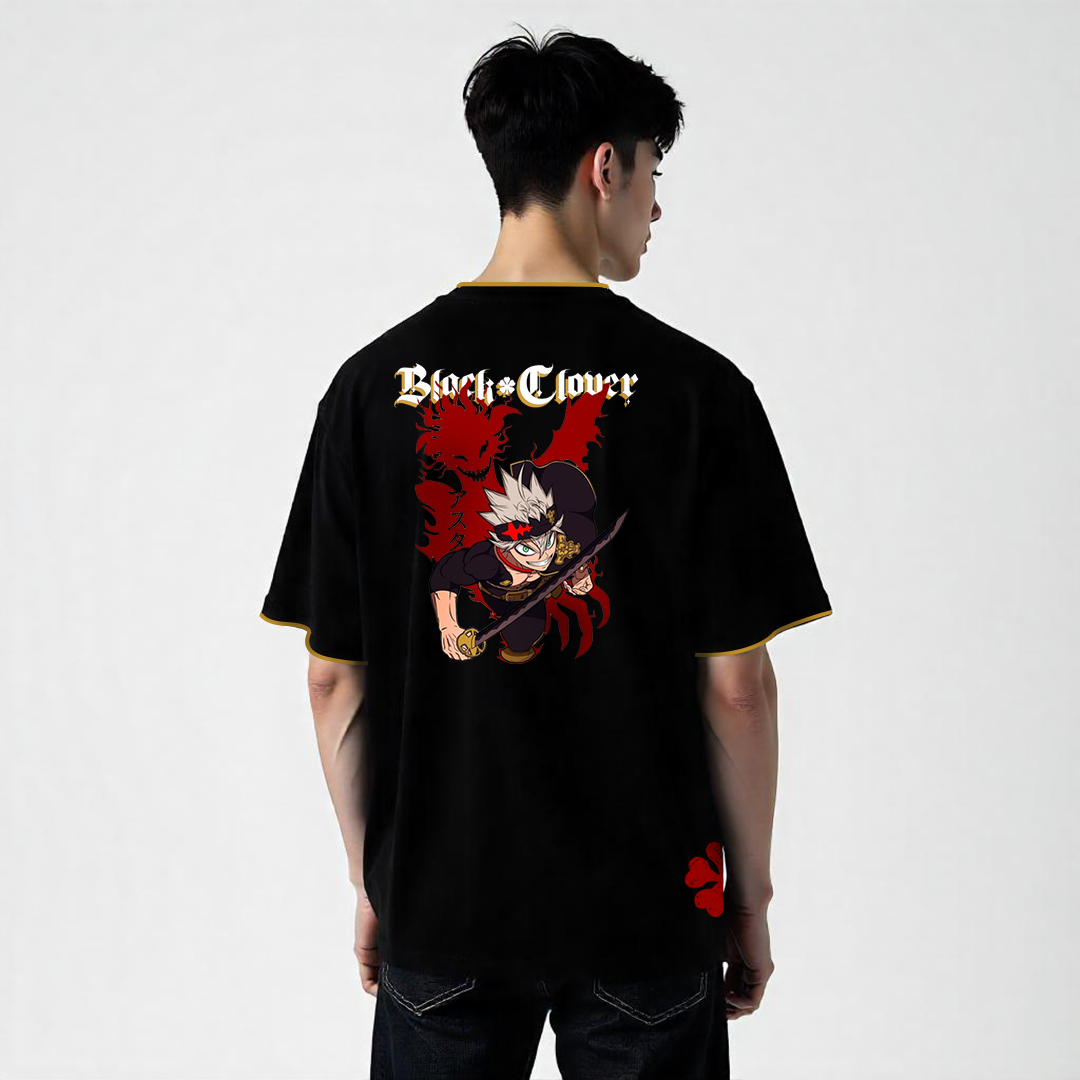 Establiss Black Clover-Asta Oversized Black T-shirt