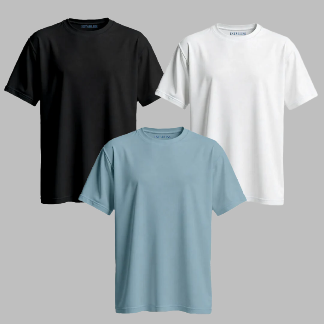 Establiss Pack Of 3 CEO T-shirts- Shark Grey, White, Black
