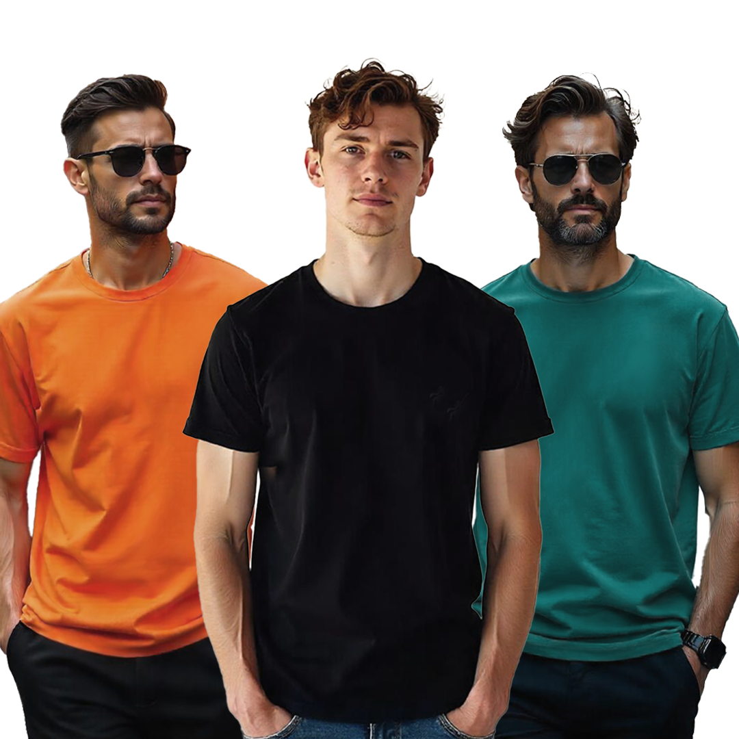 Establiss Pack Of 3 CEO T-shirts- Orange, Aqua Teal, Black