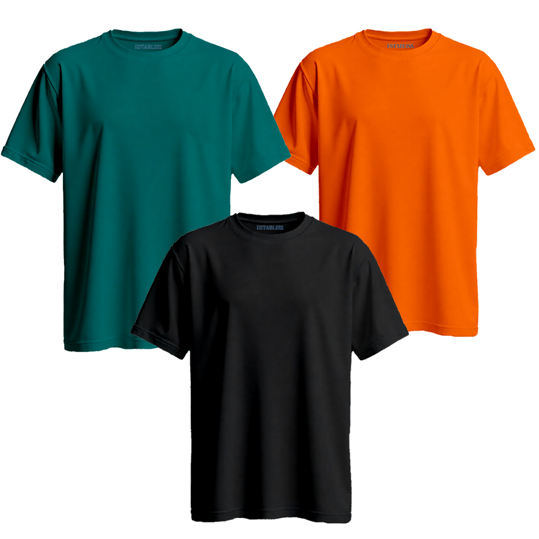 Establiss Pack Of 3 CEO T-shirts- Orange, Aqua Teal, Black
