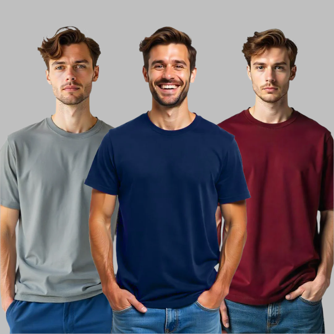 Establiss Pack Of 3 CEO T-shirts- Grey, Maroon, Navy Blue