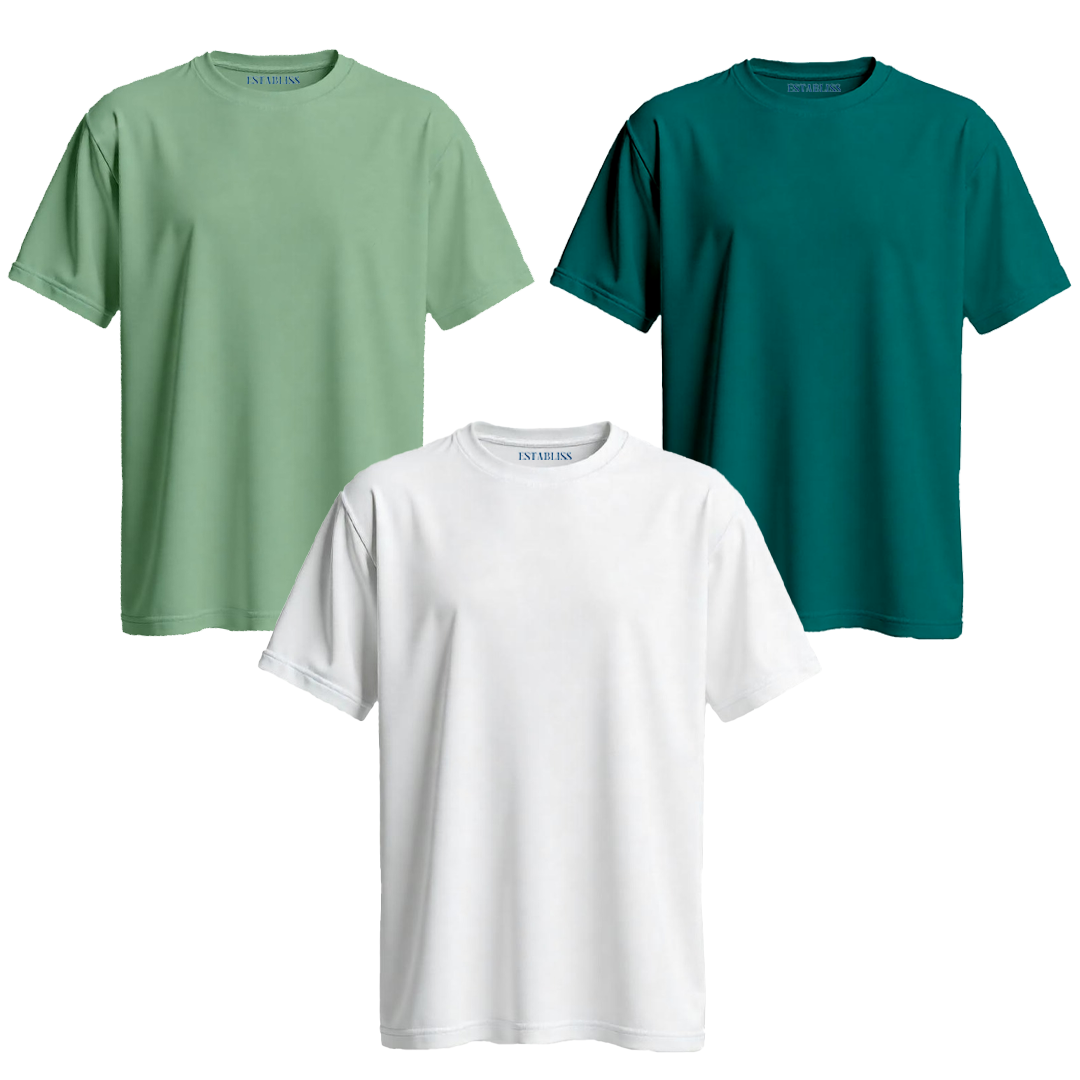 Establiss Pack Of 3 CEO T-shirts-Aqua Teal, Mint Green , White