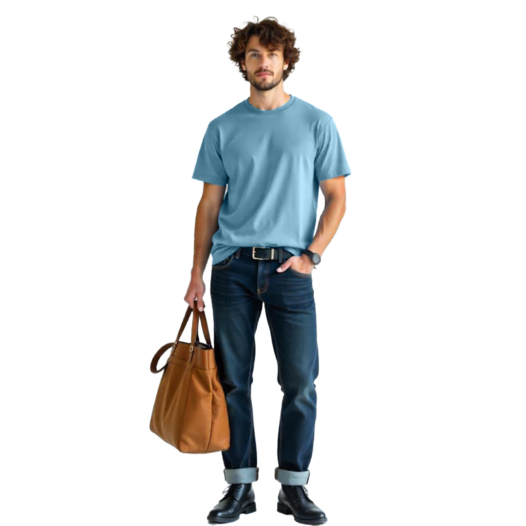 Sky Blue T-shirt |Ultra Premium Fabric|240 GSM| Cotton French Terry| Regular Fit| Men& Women|