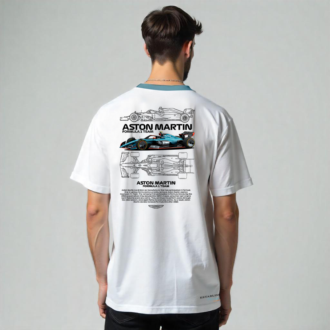 Establiss Oversized Aston Martin White T-Shirt | Premium Luxury Sports Car Streetwear