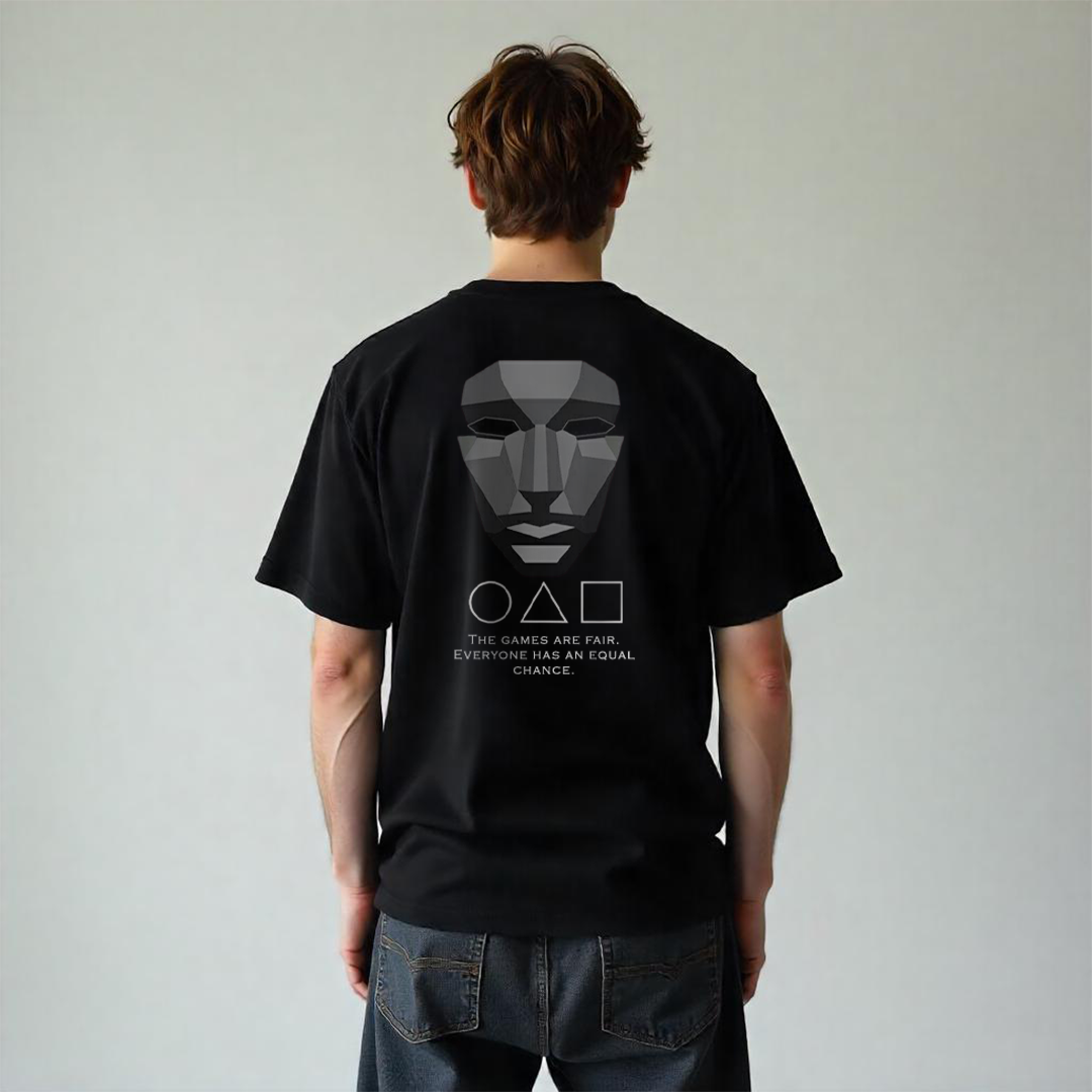Establiss Squid Game-Front Man Oversized Black T-shirt