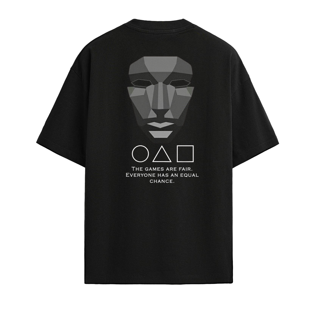 Establiss Squid Game-Front Man Oversized Black T-shirt