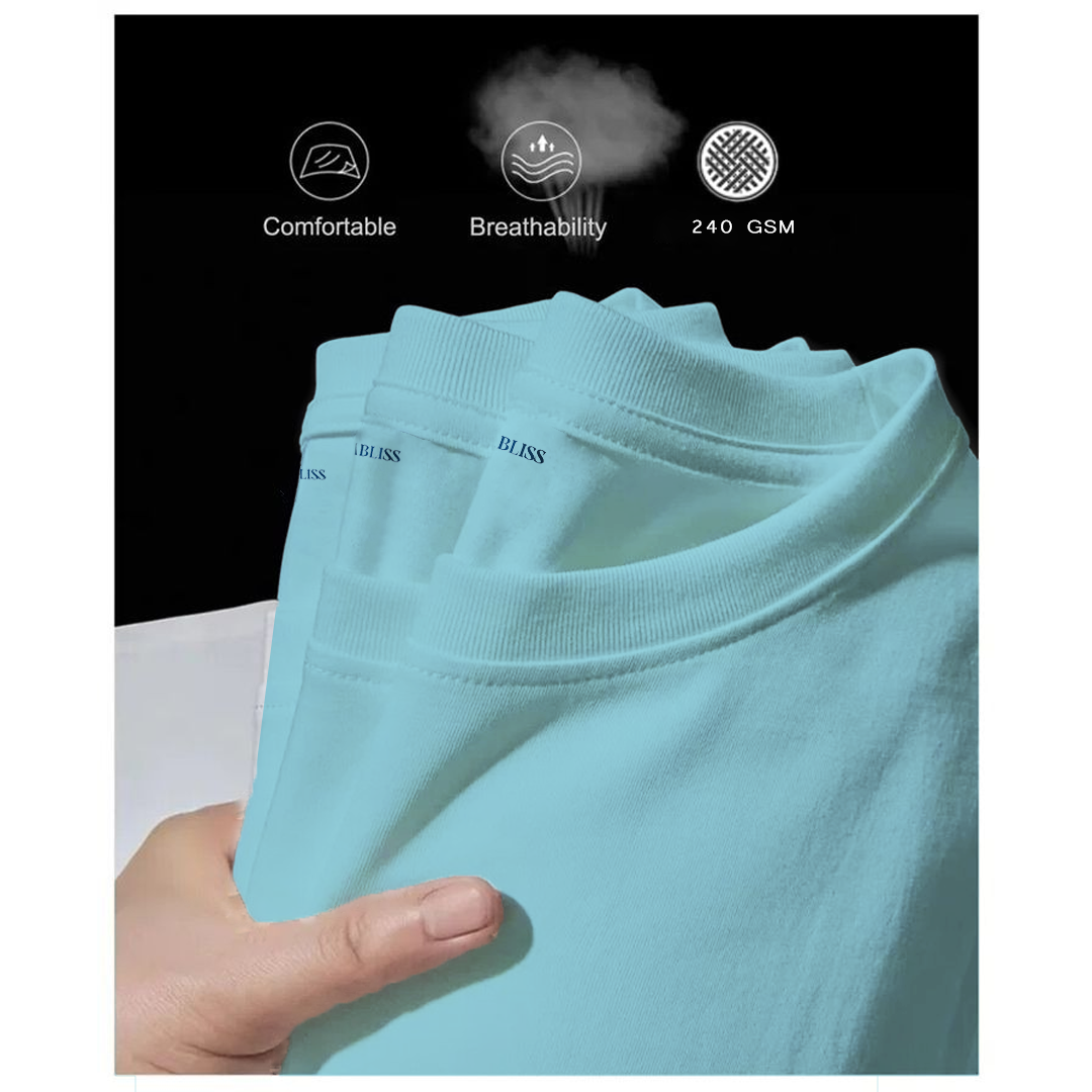 Sky Blue T-shirt |Ultra Premium Fabric|240 GSM| Cotton French Terry| Regular Fit| Men& Women|