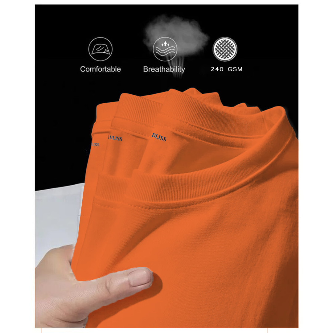 Orange T-shirt |Ultra Premium Fabric|240 GSM| Cotton French Terry| Regular Fit| Men& Women
