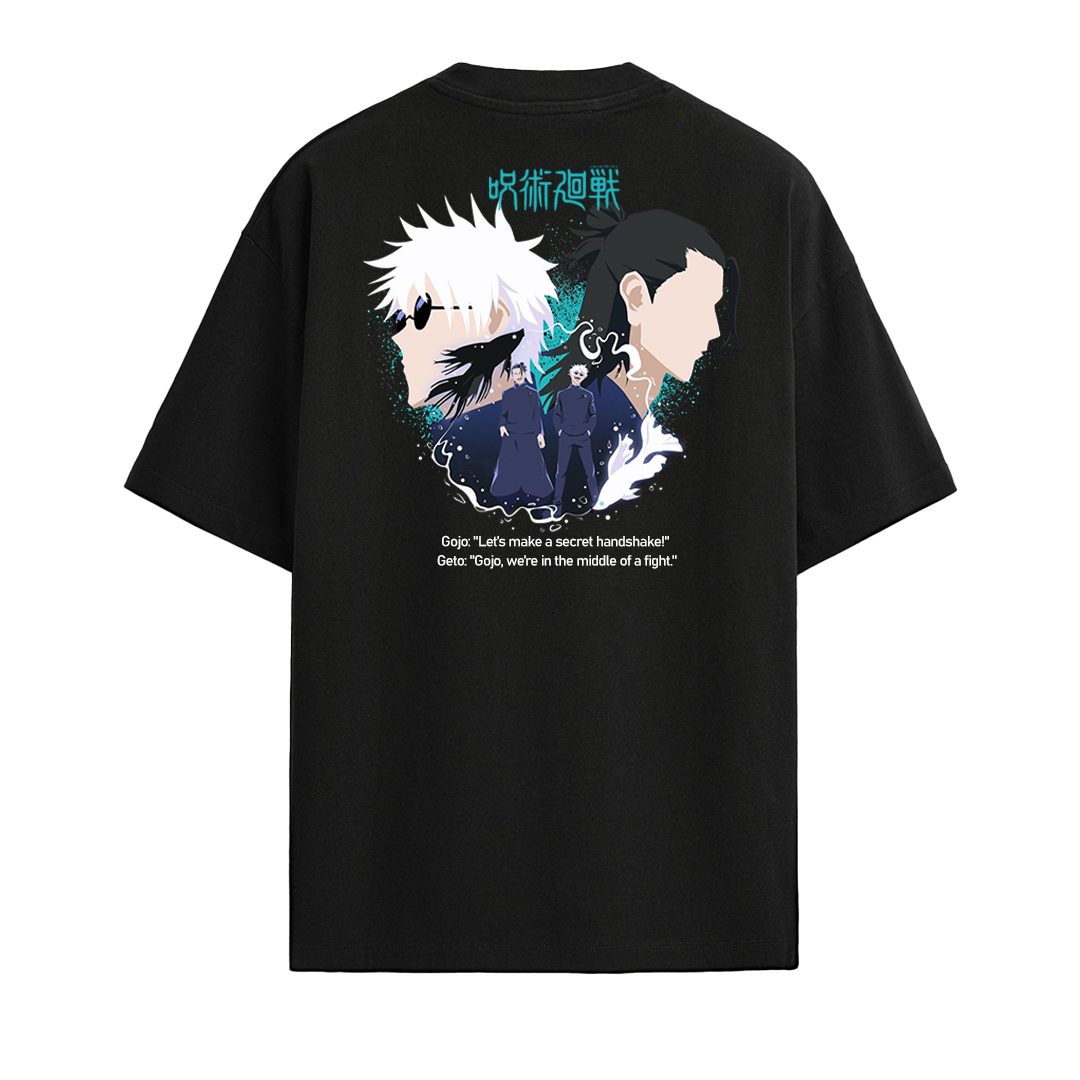 Establiss Gojo & Geto Oversized Black T-shirt