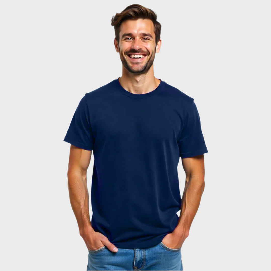 Solid Navy T-shirt |Ultra Premium Fabric|240 GSM| Cotton French Terry| Regular Fit| Men& Women|