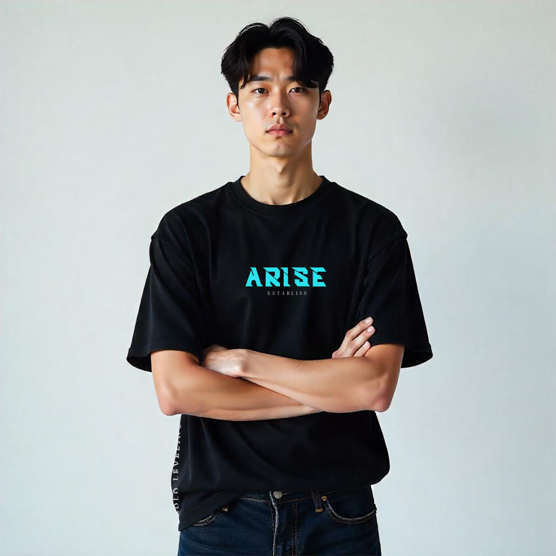 Establiss Solo Leveling- ARISE Oversized Black T-shirt