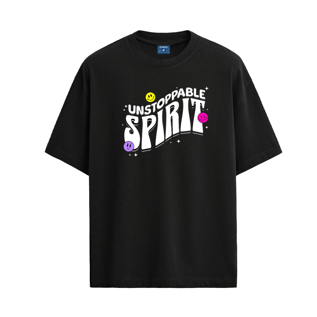 Establiss Unstoppable Spirit Oversized Black T-shirt