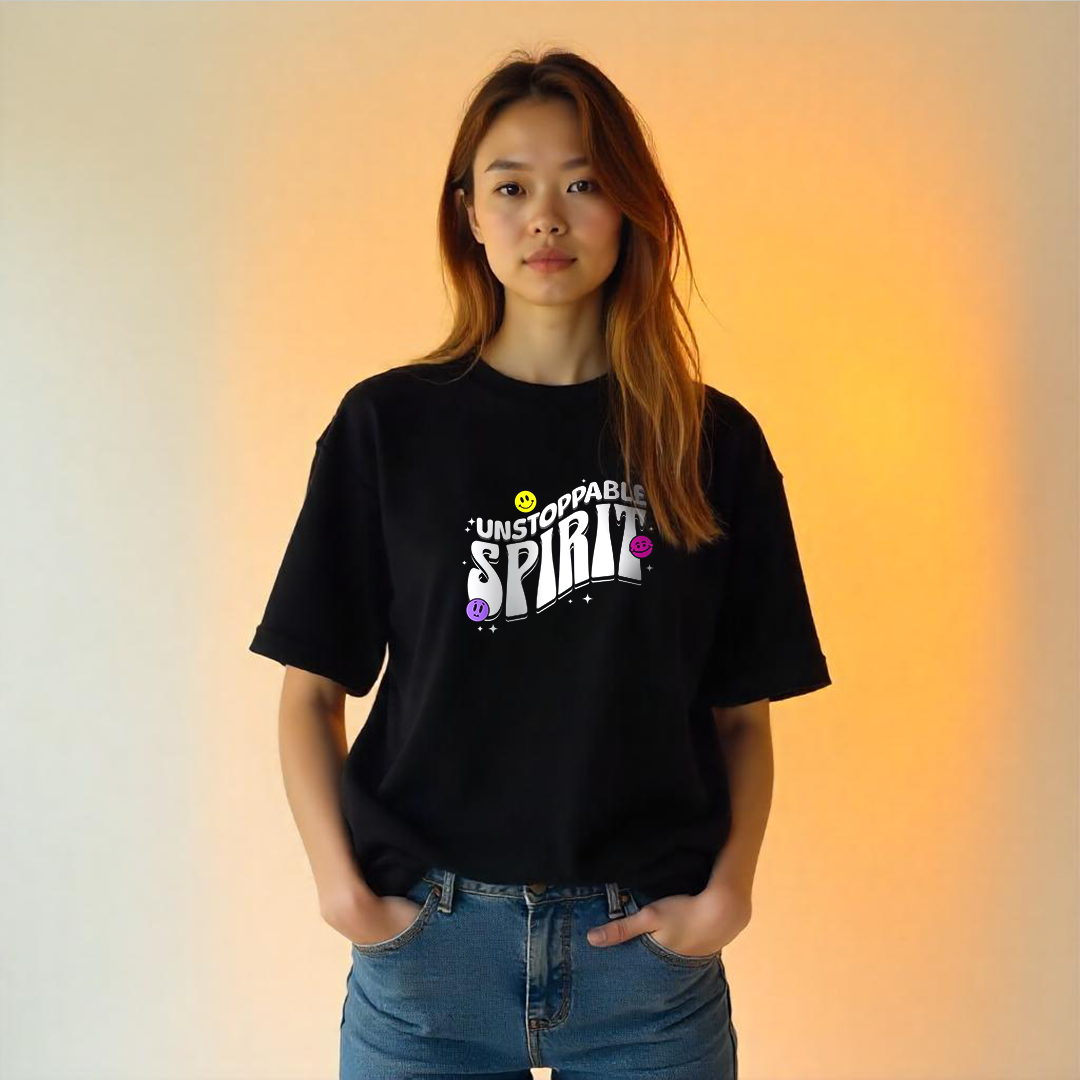 Establiss Unstoppable Spirit Oversized Black T-shirt