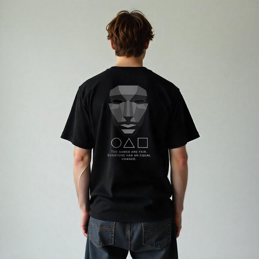 Establiss Squid Game-Front Man Oversized Black T-shirt