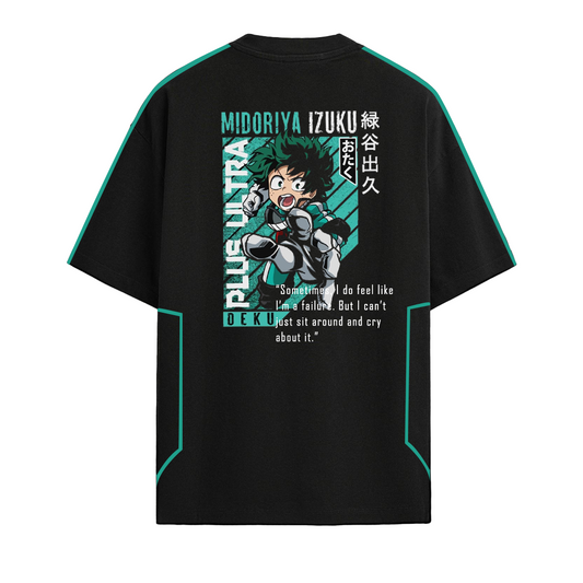 Establiss My Hero Academia- Deku Oversized Black T-shirt