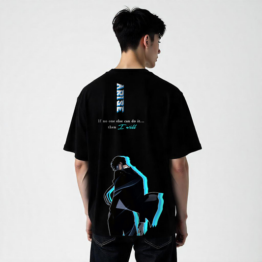 Establiss Solo Leveling- ARISE Oversized Black T-shirt